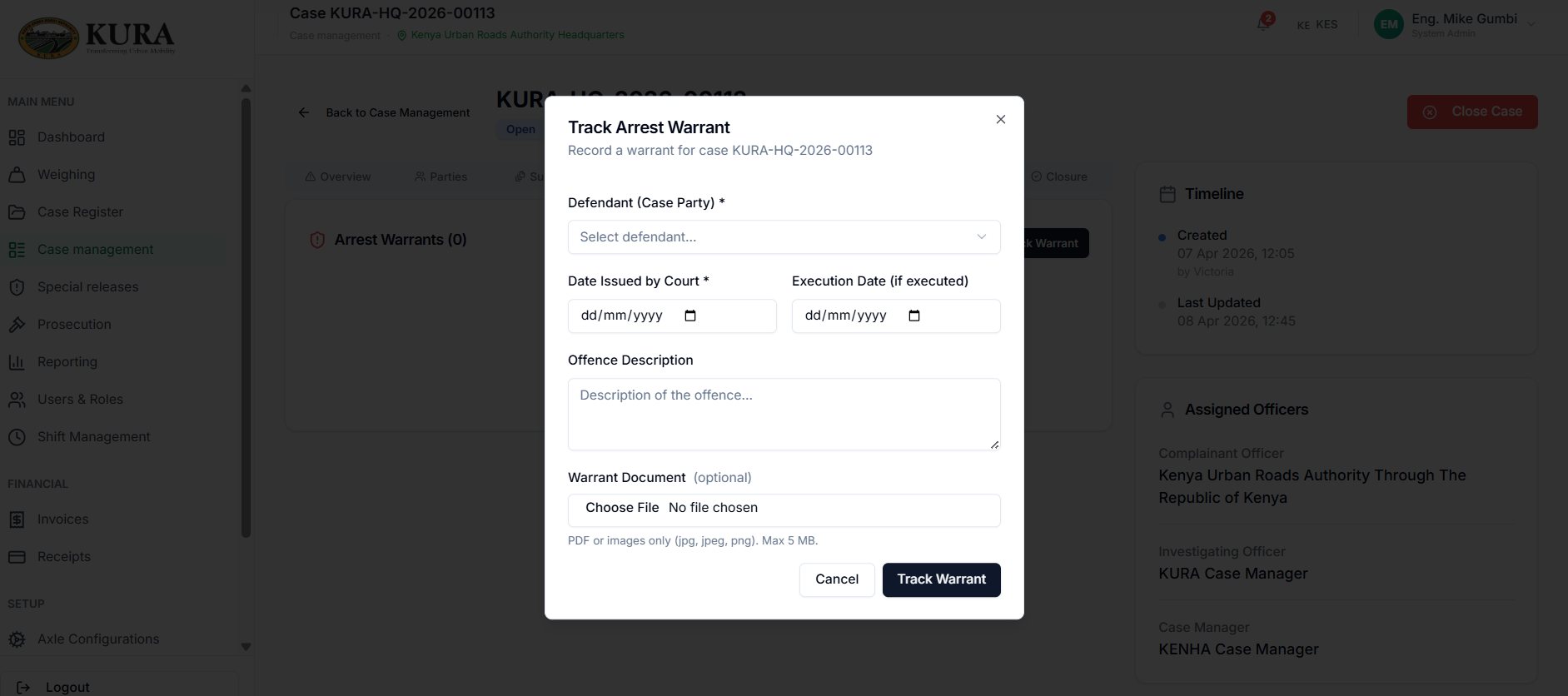 Track warrants