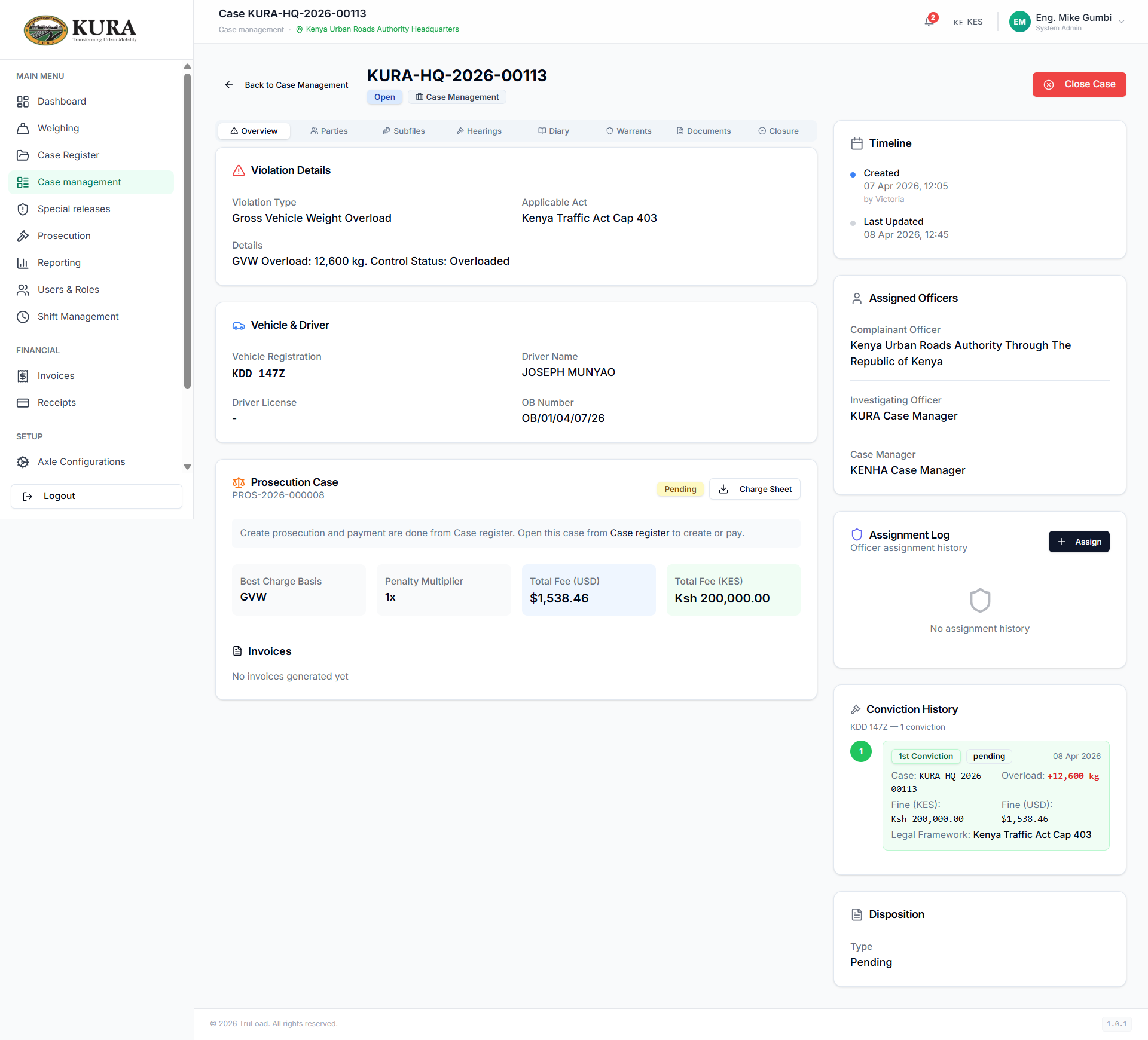 Manage case view