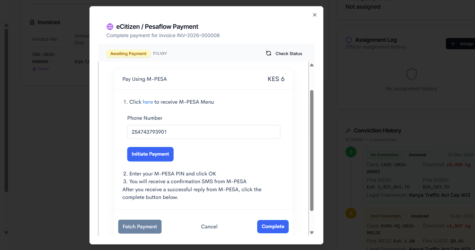 eCitizen M-PESA push state