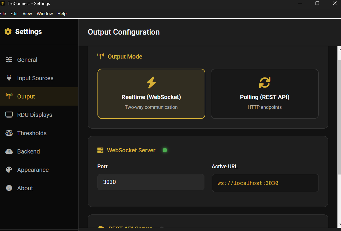 Output configuration