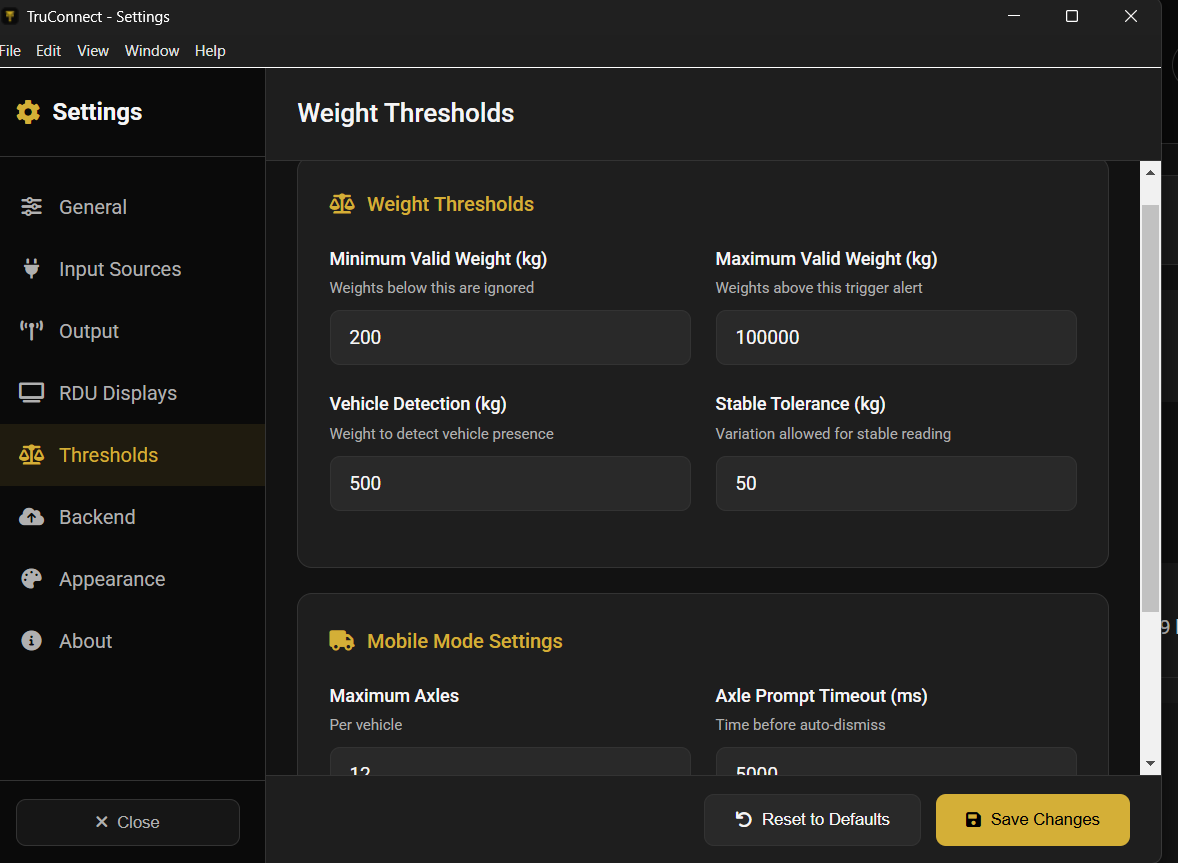 Threshold config