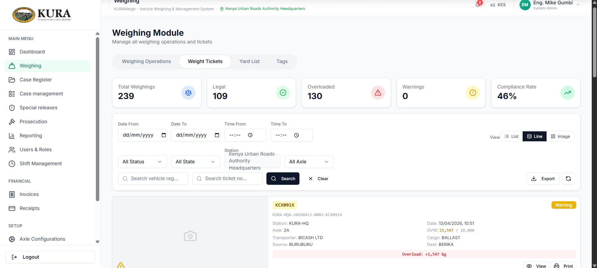 Ticket line image view