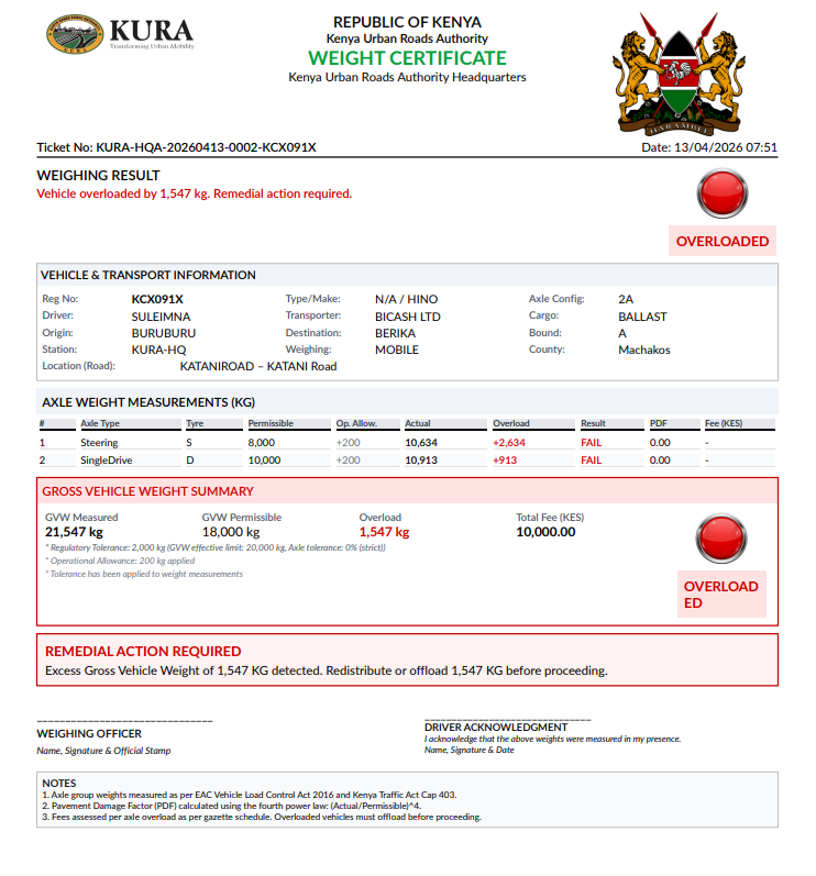 Weight ticket